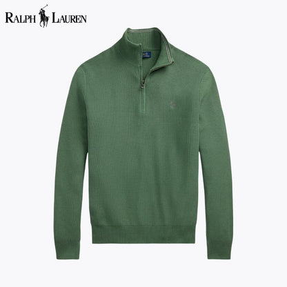 RL Mesh-Knit Cotton Quarter-Zip Sweater